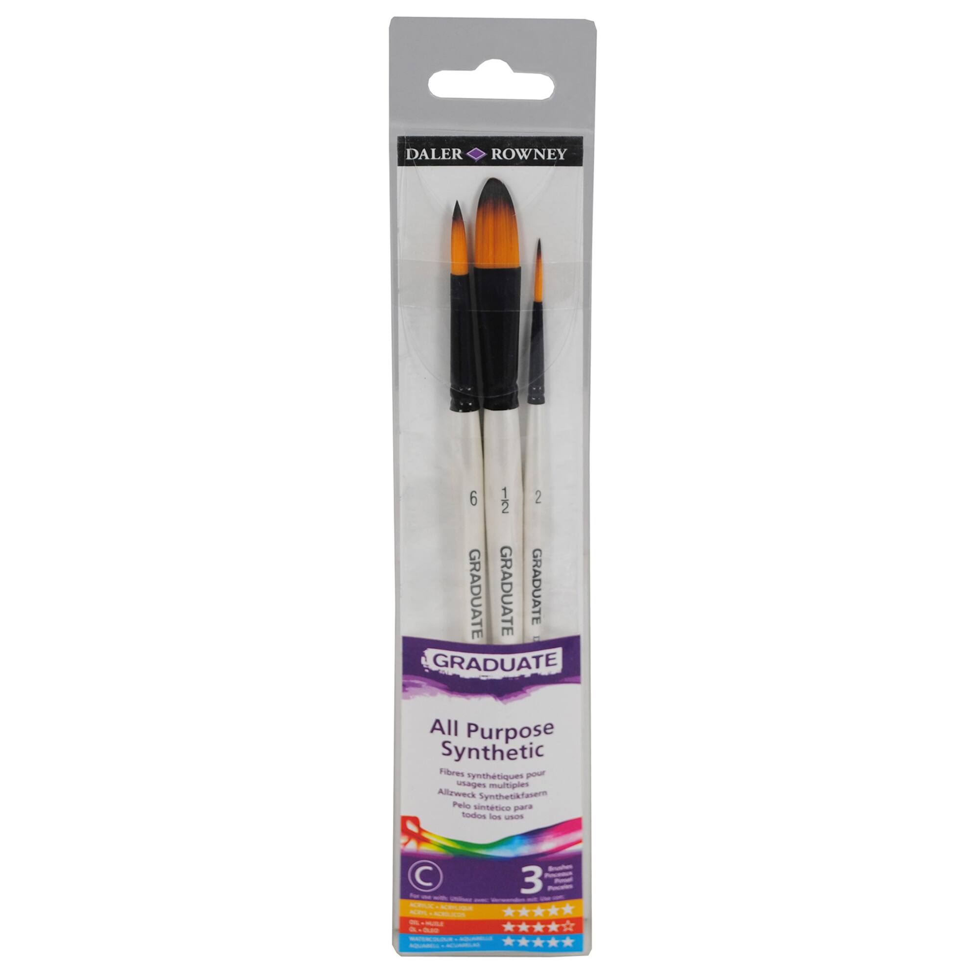 Daler‑Rowney® Graduate Watercolor Synthetic Short Handle Paintbrushes Set